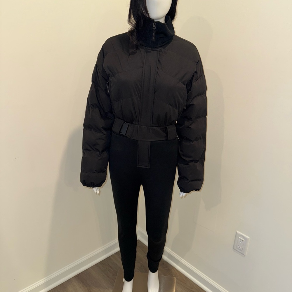JLUXLABEL Black Belted Puffer Ski Jumpsuit
